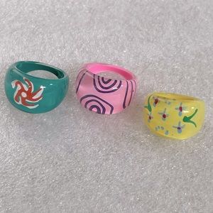Girl’s Colorful Abstract Rings (3-pack)